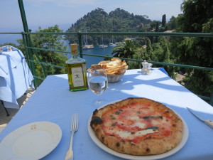 Pizza with a view; from the terrace at Hotel Splendido.