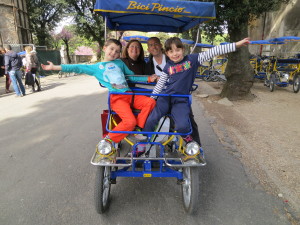 Bicycle for 4 in Villa Borghese Park, Rome