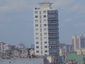 Award for weirdest piece of architecture. Apartments are meant to look like coffins, in memory of the building owner's dead relative.