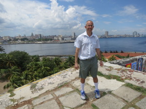 Across the bay with central Havana on the other side. Just behind me is a 100 foot drop with no railing.