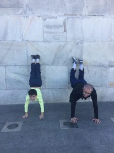 Upside down at the Washington Monument in a topsy turvy DC